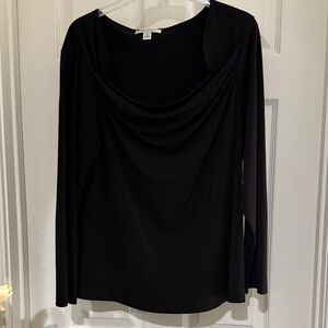 Elegant Black Drape square Neck Top